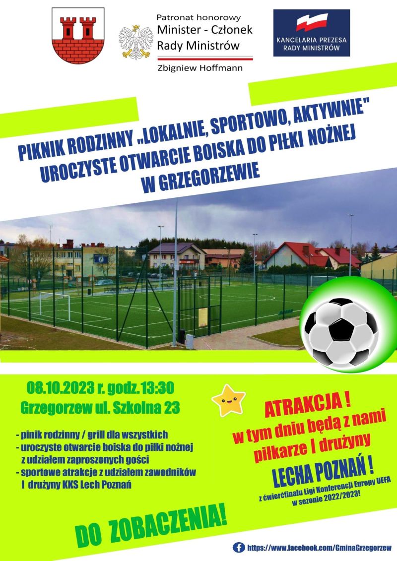 Piknik Rodzinny "Lokalnie, sportowo, aktywnie". Uroczyste otwarcie boiska do piłki nożnej w Grzegorzewie